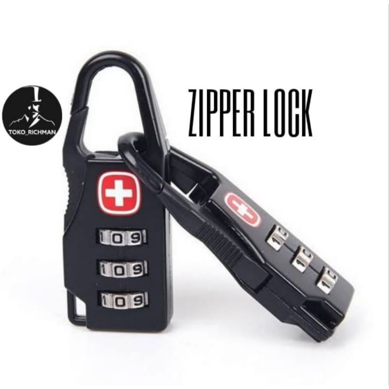 Gembok Kunci Koper / Gembok Swiss Army Gear Zipper Lock