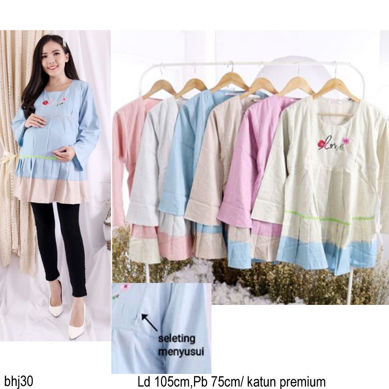 BAJU HAMIL MENYUSUI LENGAN PANJANG - BAJU HAMIL KERJA SIZE JUMBO - BAJU MATERNITY LENGAN PANJANG BHJ