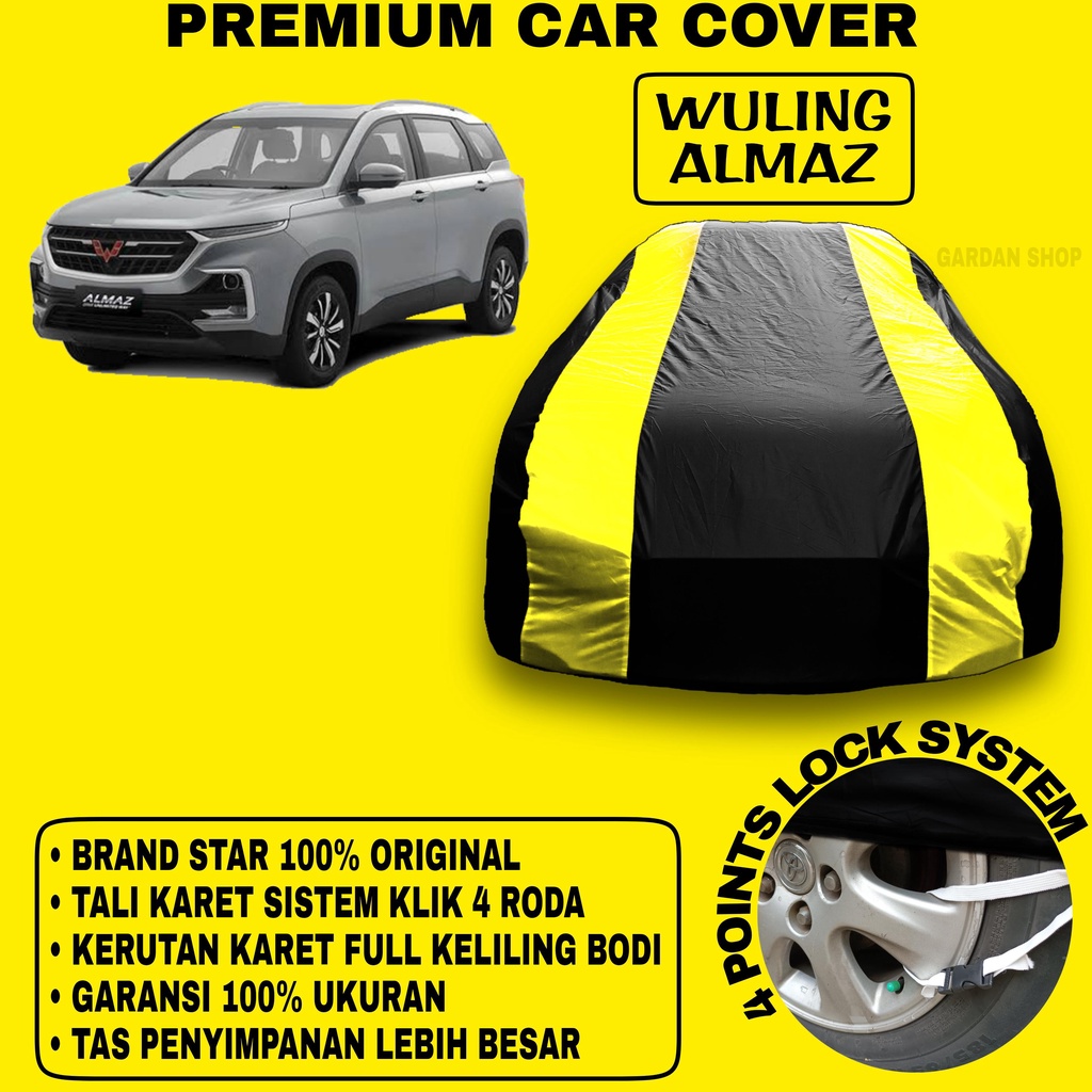 Body Cover WULING ALMAZ Sarung Strip KUNING Penutup Pelindung Bodi Mobil Wuling Almaz PREMIUM