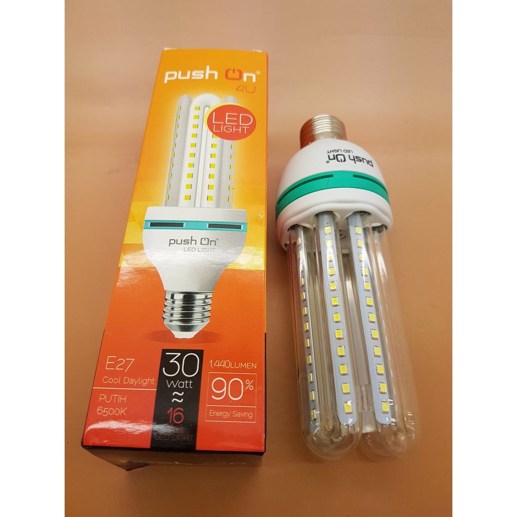 Lampu LED PushOn 4U 16 watt 96 led SMD 1440 lumen Cahaya PUTIH
