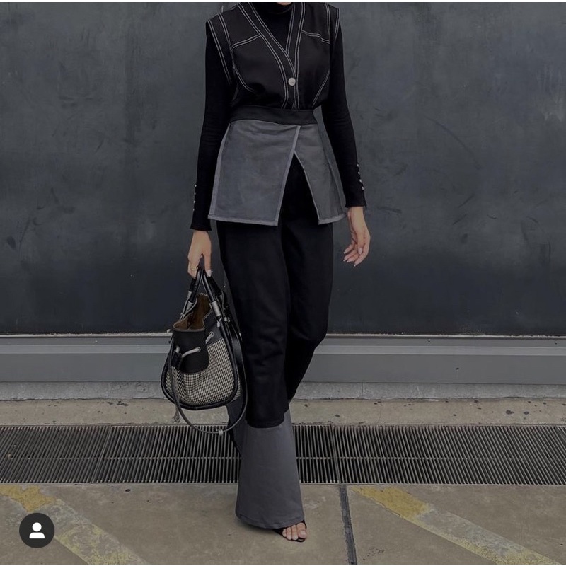 Two Tone Pallazo Pants Twill Import Angelndevilshop