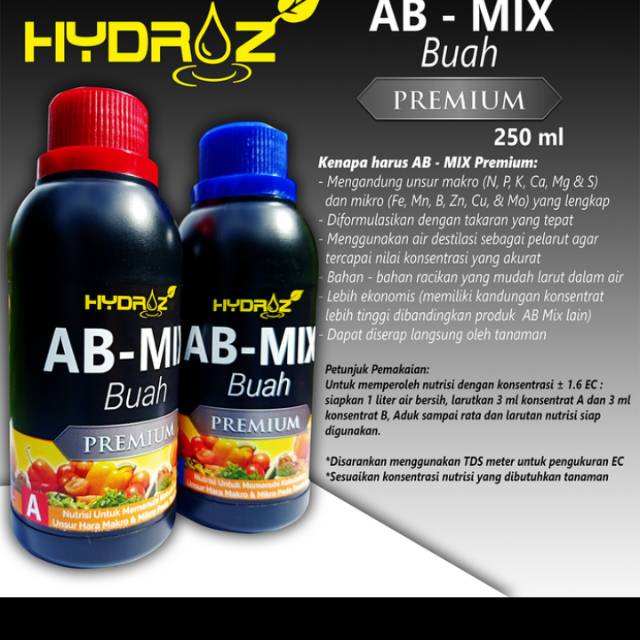 Nutrisi Ab Mix Cair Hidroponik Buah Premium 250 Ml - Nutrisi Buah Ab Mix Hidroponik Cair Murah