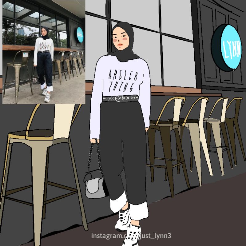 [DIGITAL ART] DESIGN Foto custom Kartun Aestehtic Korean minimalis