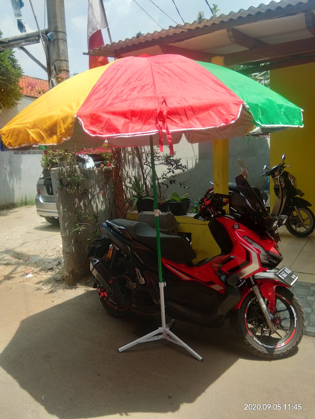 Payung Tenda Pantai 220cm Pelangi Double (2 Lapis/ 2 Layer/  2 Helai) Anti-uv.