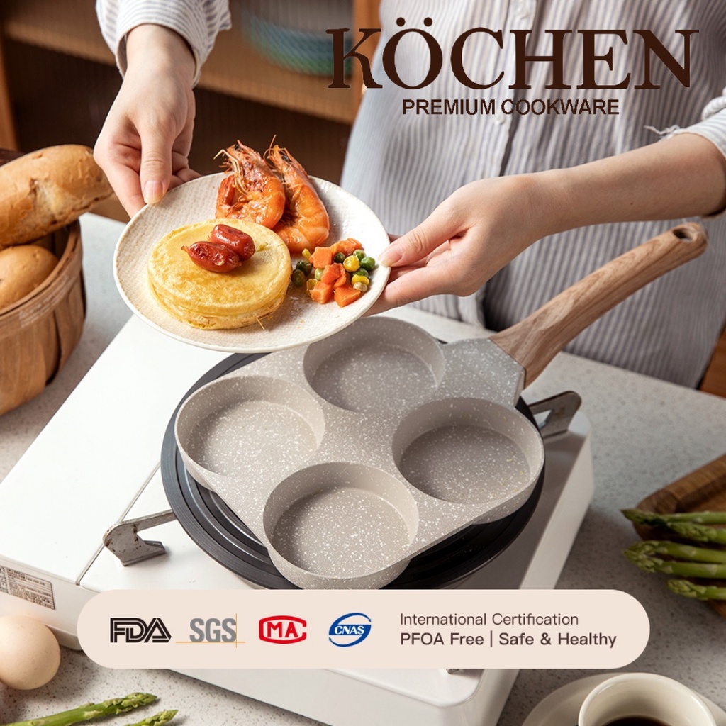 Egg Pan 4 Lubang Granite Anti Lengket Kochen Cookware