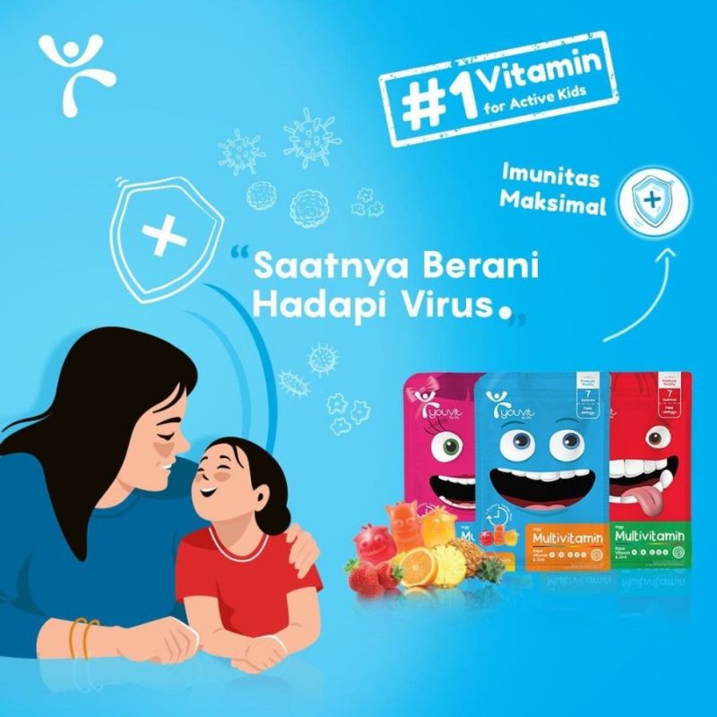 Youvit Multivitamin Anak Gummy 30's .Kemasan Pouch Rasa Mix Fruit