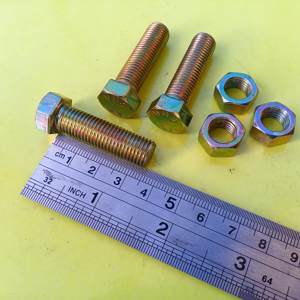 BAUT MUR KUNING M10 X 35 / BMK M10 X 35 / BAUT M10X35 KUNING / BAUT M10 / BAUT 14 KUNCI 14 / PANJANG