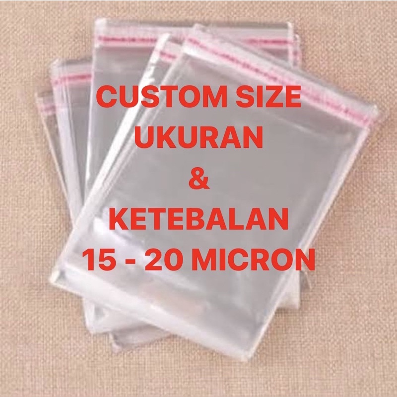 PLASTIK OPP HARGA PABRIK CUSTOM UKURAN &amp; KETEBALAN 15 - 20 MICRON