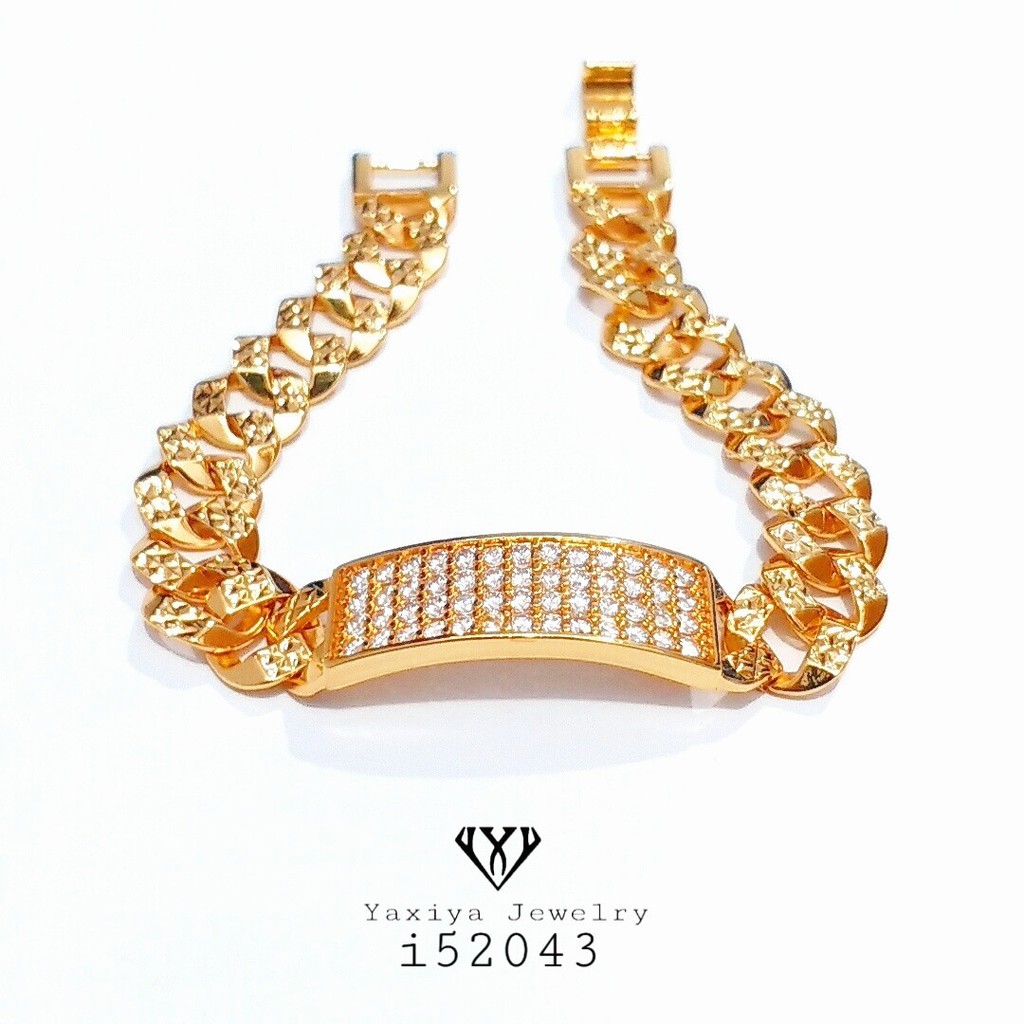 

Gelang rantai dewasa permata motif perhiasan imitasi lapis emas 18K 421