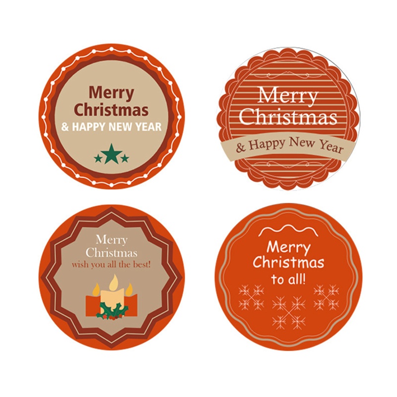 500 Pcs Stiker Label Segel Bentuk Bulat 4 Desain Merry Christmas Untuk Dekorasi Amplop Kartu Natal