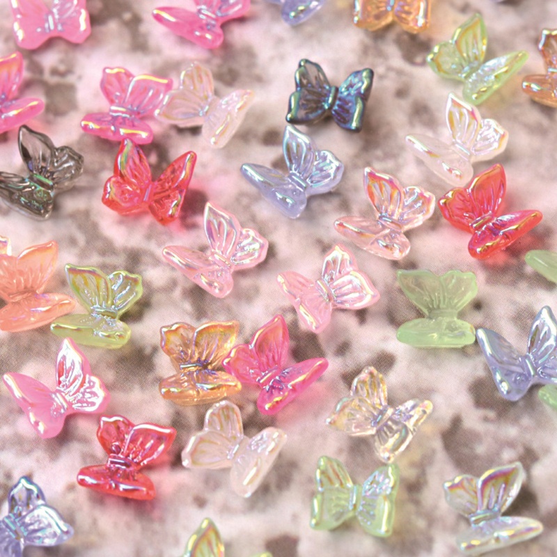 Siy 50pcs Ornamen Kupu-Kupu 3d Bahan Resin Untuk Dekorasi Nail Artmanicure Diy