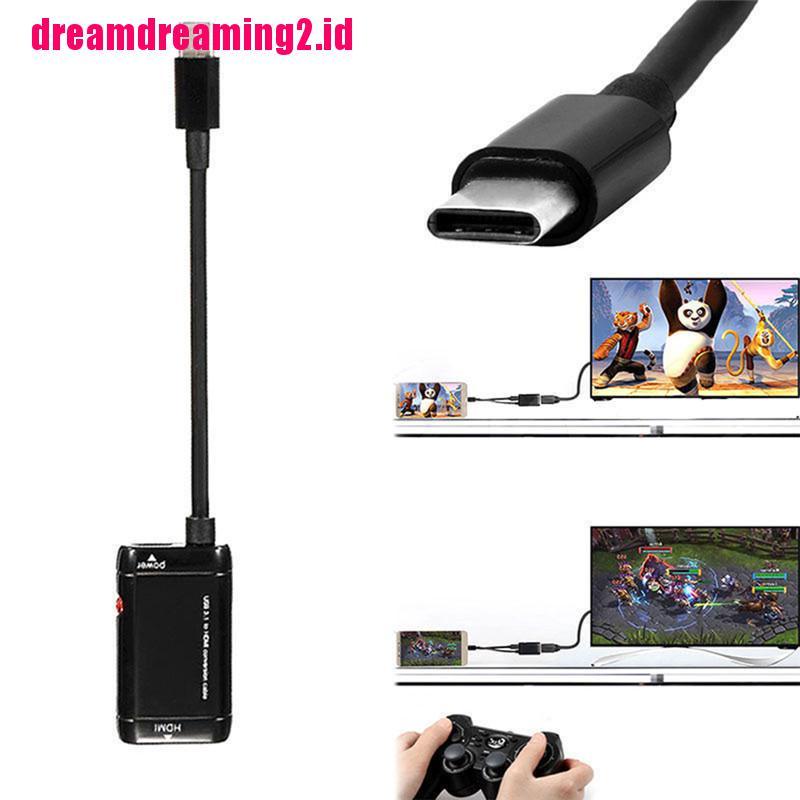 （✔✔❤Kabel Adapter USB 3.1 Tipe C to HDMI Warna Hitam Untuk MHL Android Tablet