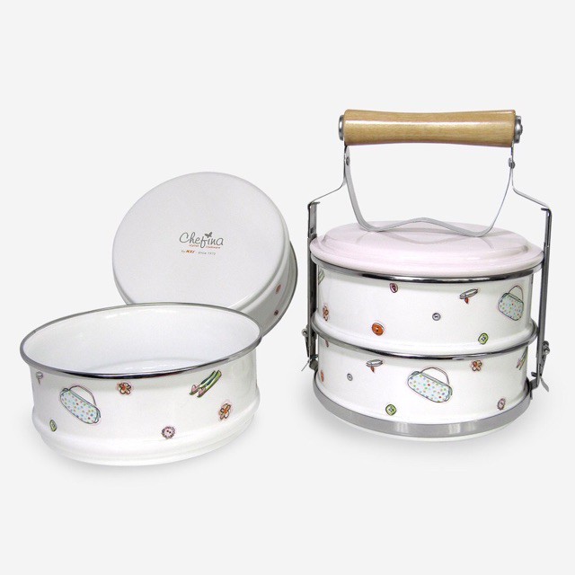 RANTANG ENAMEL FOOD CARRIER SUSUN 4 16 cm BEAUTY IN THE KITCHEN CHEFINA 181673