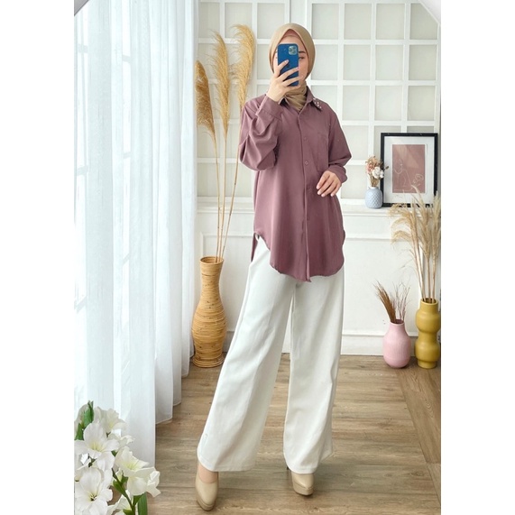 BLOUSE SHAKILA 374 JUMBO BIGSIZE ATASAN KERJA NGANTOR POLOS MURAH OOTD MUSLIM STYLISH CASUAL