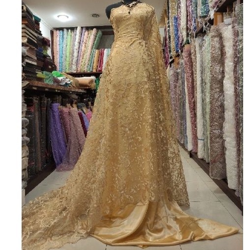 Kain Tile Brokat Motif Akar Sapto RKA 2758 D#3 No 5 Gold.