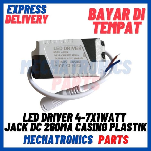 [DSP-9420] LED DRIVER 4-7X1WATT JACK DC 260mA CASING PLASTIK