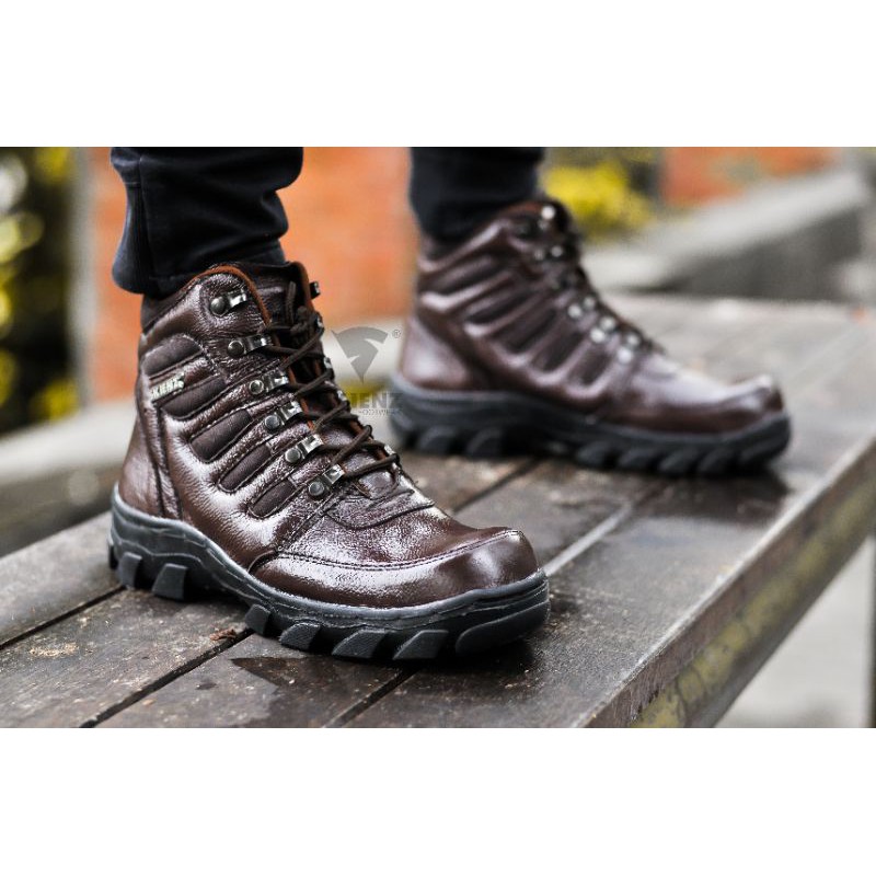 Sepatu Safety Boots Pria Skienz Welder Proyek Kulit Sapi Asli