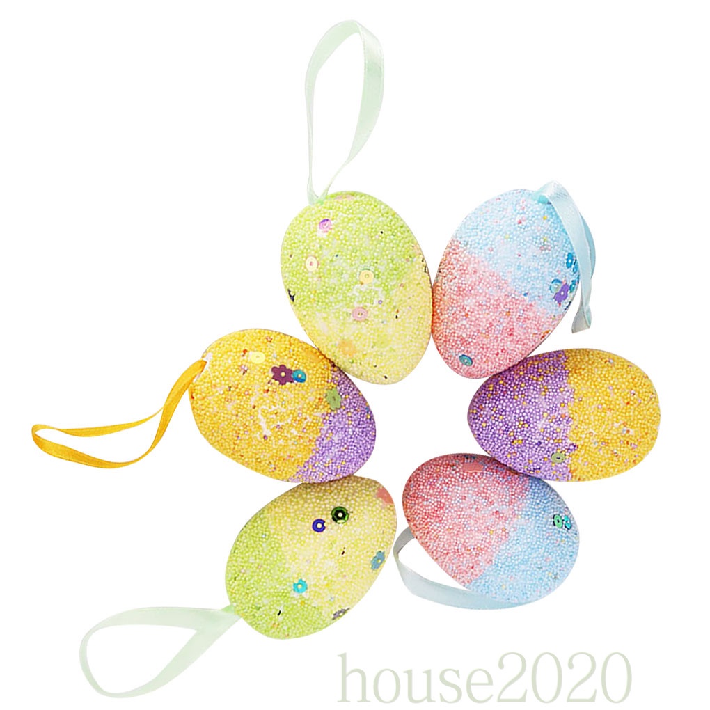 [HOUSE2020]6Pcs Easter Eggs Colorful Speckled Foam Fake Eggshell Simulation Party Decoration Toys Boy Girl Gift