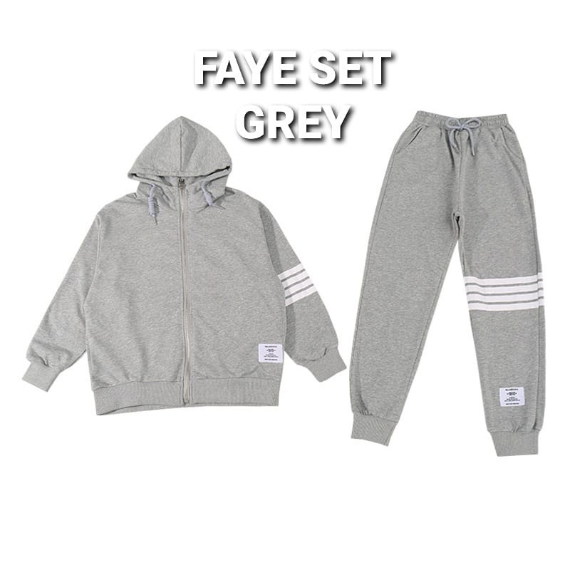 BAJUKIDDIE FAYE SET BAJU SETELAN HOODIE TRAINING ANAK REMAJA KOREA BAJU SET JAKET CELANA PANJANG CASUAL PEREMPUAN