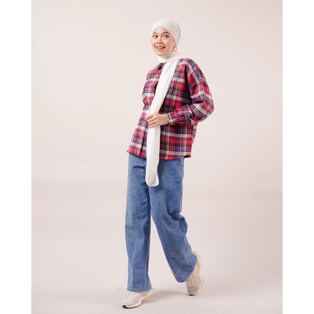 KEMEJA BOYFRIEND KOREA OVERSIZE NANINUNENO FLANEL PREMIUM SHIRT B395 CO