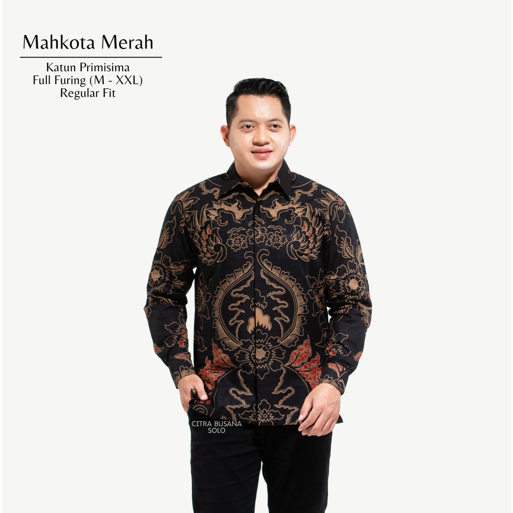 MAHKOTA MERAH Kemeja Batik Pria Full Furing Bahan Katun Primisima