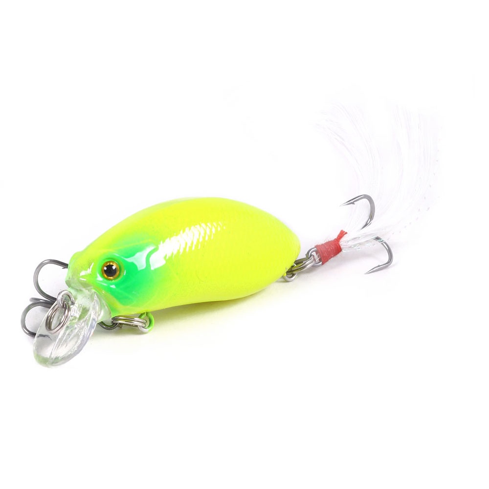 HENGJIA 1PCS Fishing Lure 6cm 9.2g Minnow CrankBait Feather Hooks Artificial Wobbler Jig Swimbait 3D Eeyes For Fishing Tackle