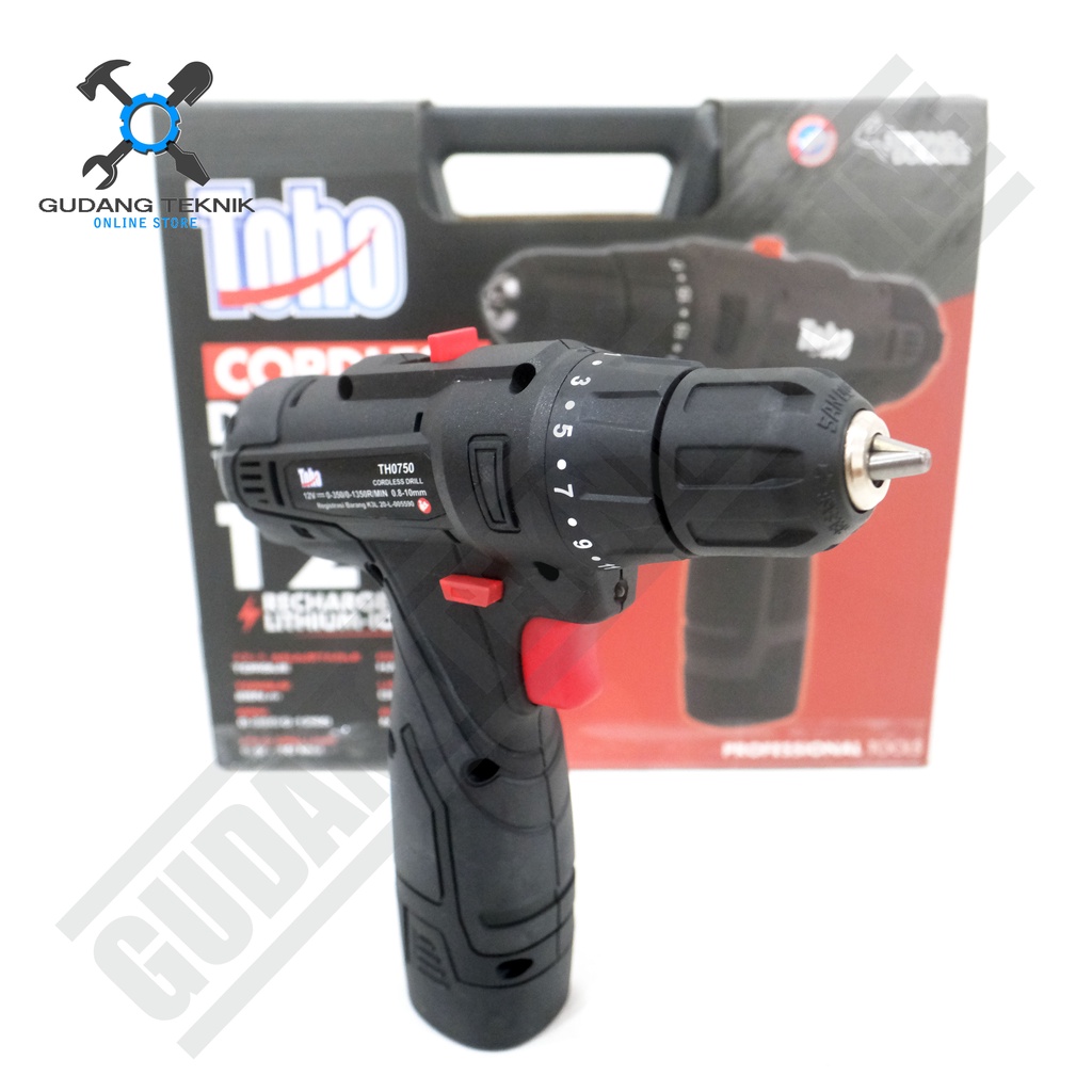 Mesin Bor Tangan CORDLESS 10mm TOHO TH0750 12V  / Bor Tangan BATERAI 10V TH 0705 TOHO