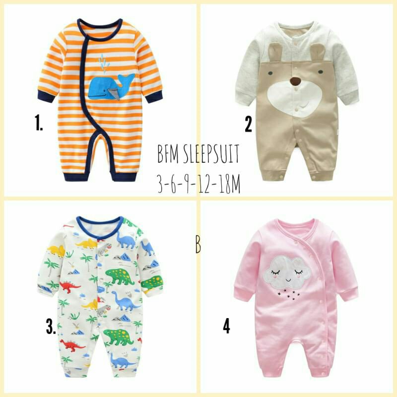 Sleepsuit bayi/ sleepsuit romper baby/ baju bayi import/ romper bayi lucu