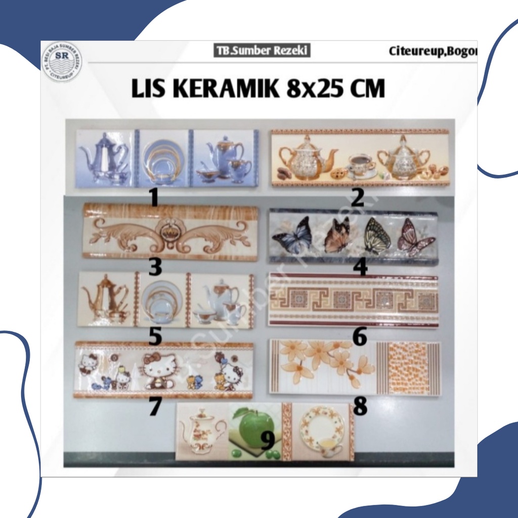 LIST KERAMIK 25 CM/LIST KERAMIK DINDING/LIST KERAMIK MOTIF BARU