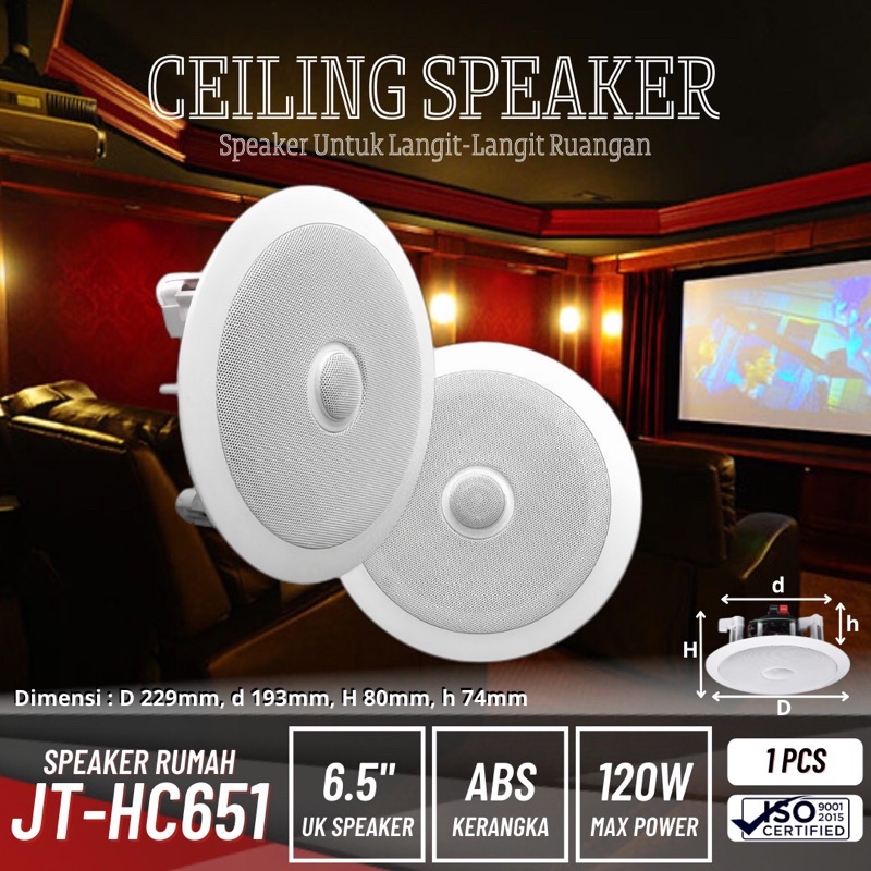 Speaker ceilling langit2/roof JB tech JT-Hc651