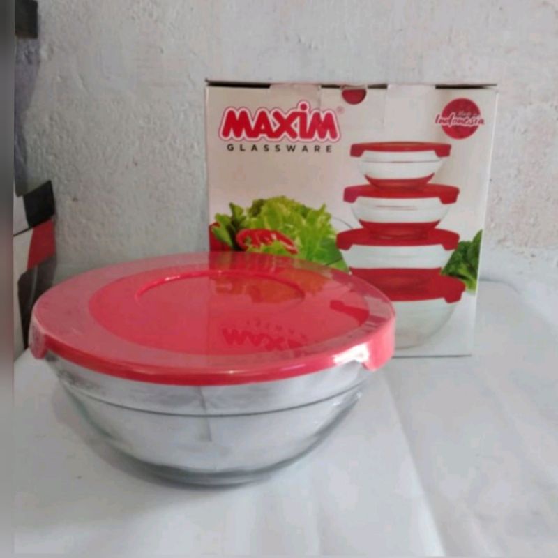 Maxim Mangkok kaca/ Mangkok 3 susun kotak/ mangkok 5susun bulat kaca