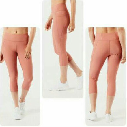 anko side pocket hihg waist capri legging senam,yoga