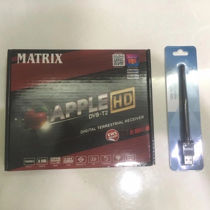 set top box matrix apple hd dvb t2 / dvbt2 / dvb-t2 + USB Wifi Dongle