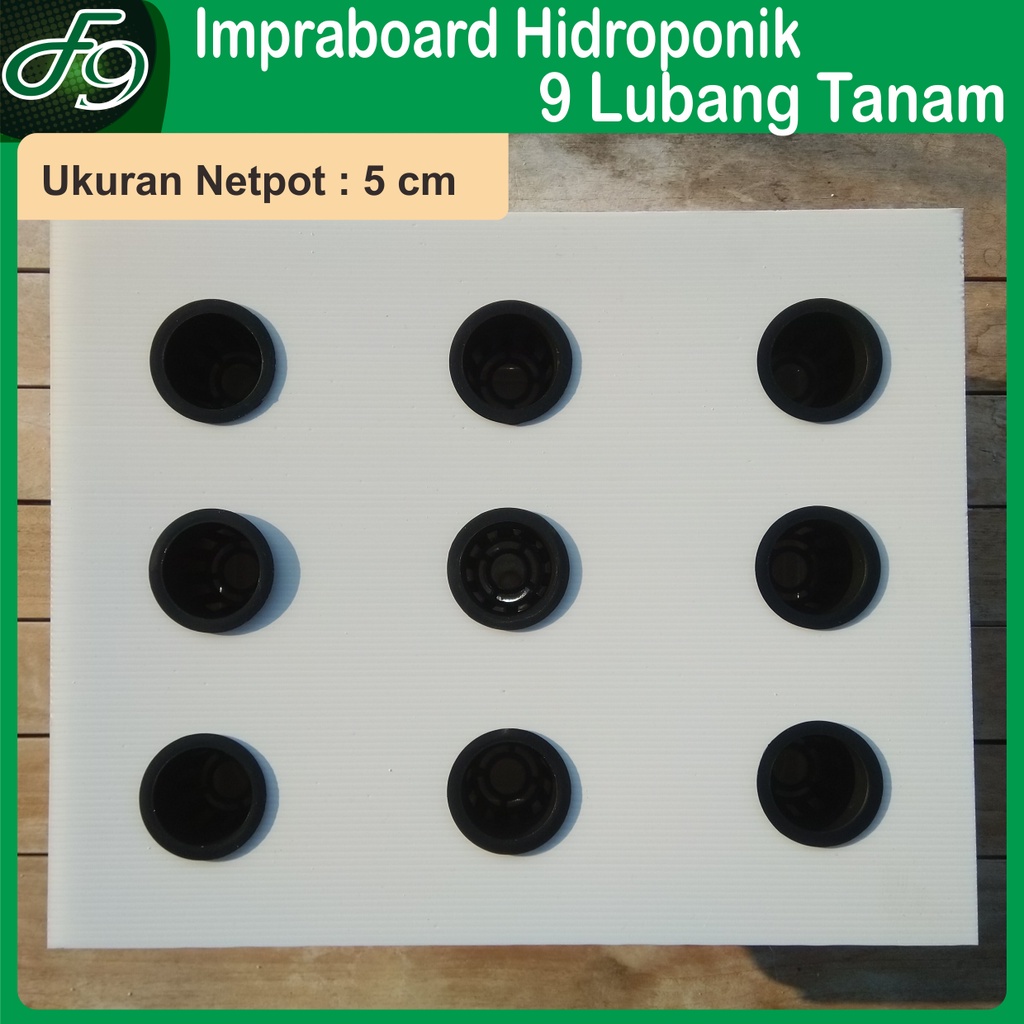 Impraboard Hidroponik 9 lubang Netpot 5cm