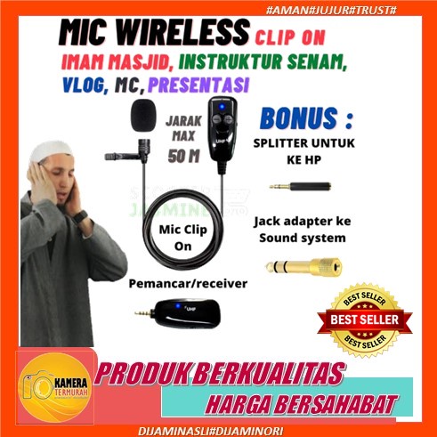 Mic Wireless IMAM CLIP ON Sh 01 Mic Wireless Jepit Imam Freq 2.4Ghz