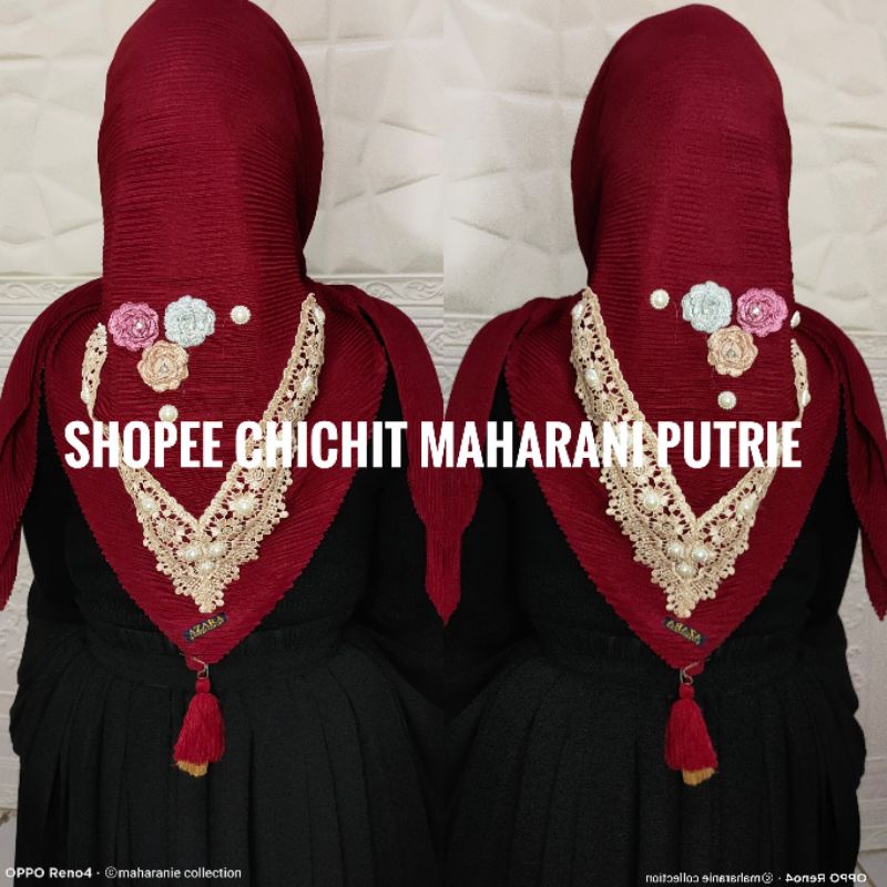 segi empat plisket bordir/segiempat plisket bordir jambul/segi empat plisket jambul/jilbab segi empa