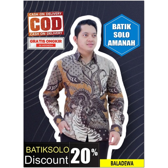 PROMO BAJU PREMIUM BALADEWA BATIK INDONESIA KEMEJA BATIK PRIA SOLO LENGAN PANJANG LAPIS FURING ATASA