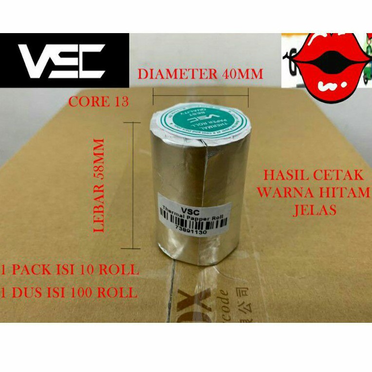 

Kertas Struk Thermal Kasir 58mm 57x40 mm merk VSC Ppob Edc Spbu Restoran Printer Mini Bluetooth Usb