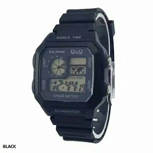 Jam Tangan Pria/Wanita Sporty Q&amp;Q Kotak Digital Strap Rubber