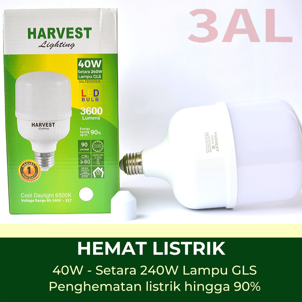 40W - Paket Isi 6 - HARVEST LIGHTING Lampu Kapsul LED T-Bulb 40 watt Lampu Hemat Energi Original Bersertifikat SNI dan Bergaransi