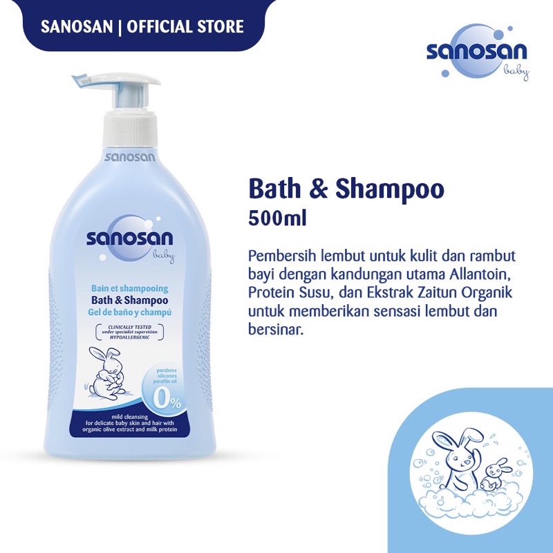 Sanosan Baby Bath and Shampoo 200 ml / 500 ml Sabun Shampoo Bayi Kulit Sensitif