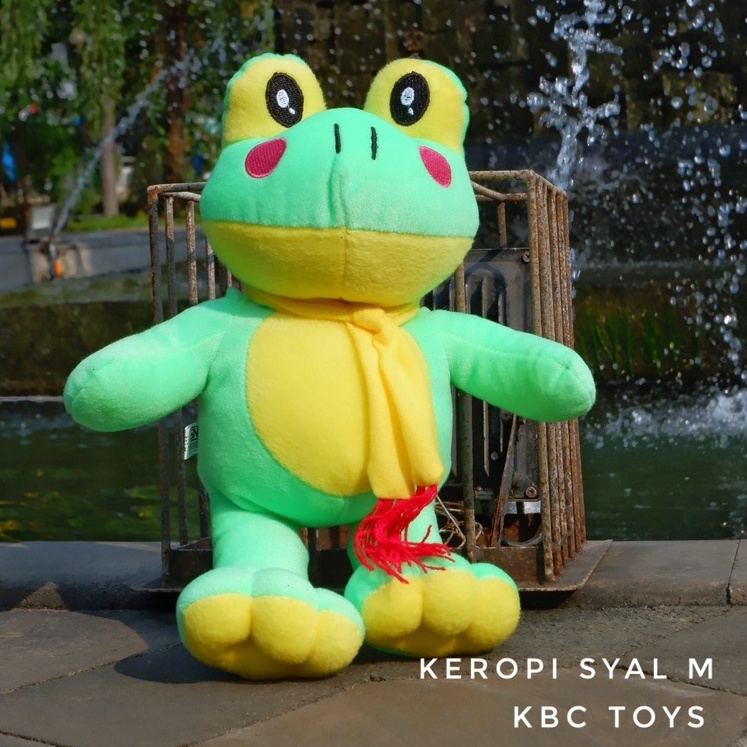 Boneka Katak / Keropi Model Payung Dan Syal 35Cm Kualitas Sni