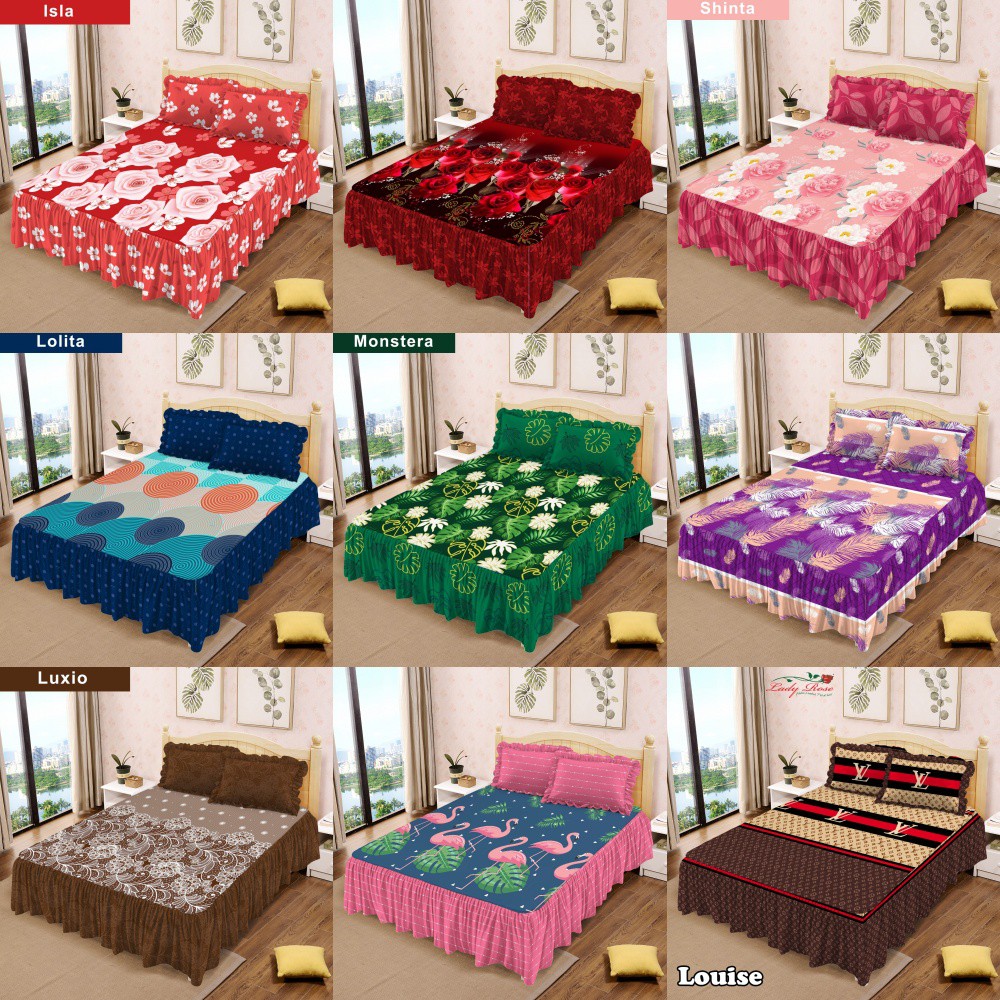 Lady Rose - Sprei RUMBAI King B4 (180x200) (Bantal 4 Guling 2) Terlaris pilihan