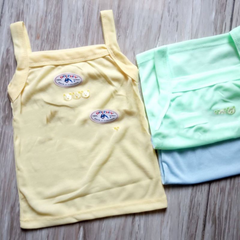 3 Pcs Kaos Dalam Tanktop Dolphin - Tengtop Kaos Dalam Bayi - Random 3 Warna