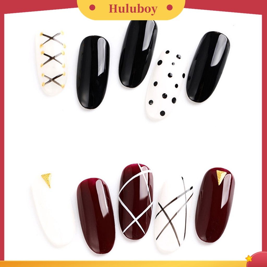 Huluboy Huluboy♡ 3 Pcs / Set Pen Nail Art Dua Sisi Bahan Plastik Untuk Kecantikan