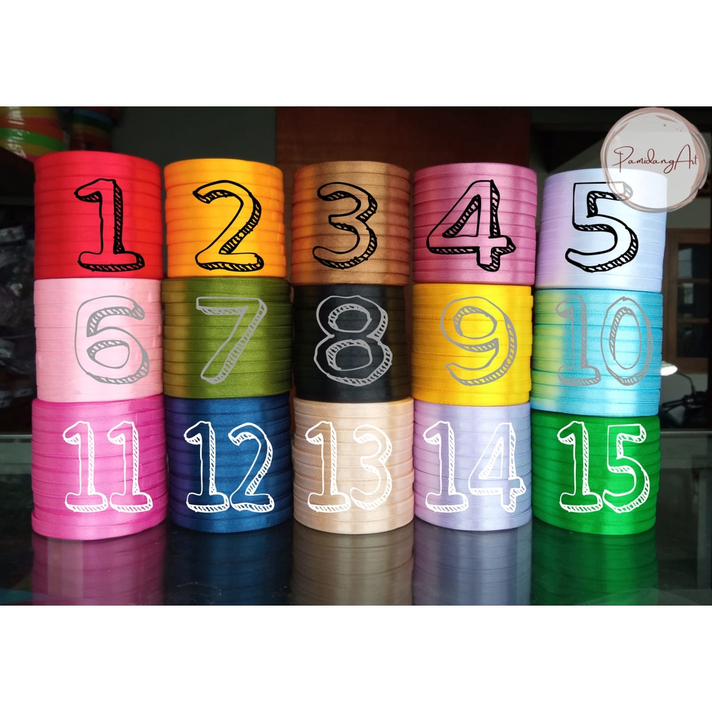 

Pita Satin 1/4 inch / Pita Saten 6mm Roll 20 yard/ Pita Warna Mengkilap
