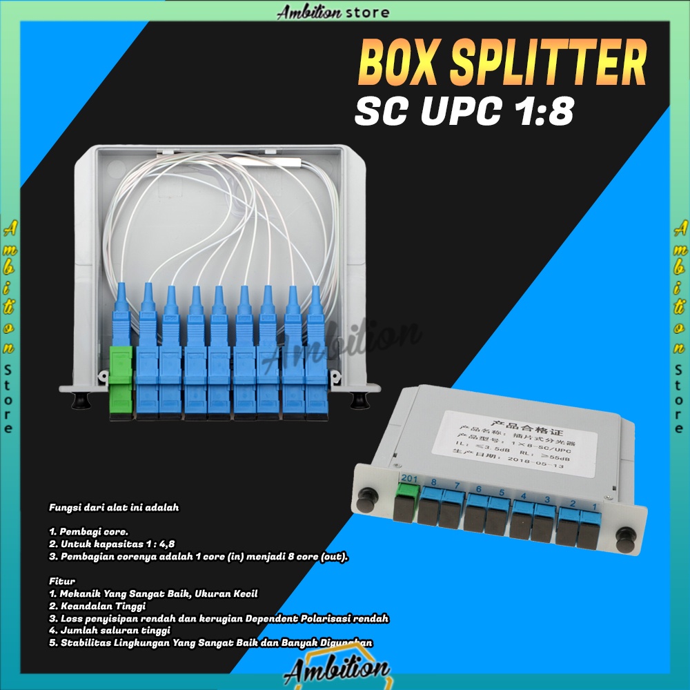 JUAL Passive Splitter Box 1-8 SC UPC