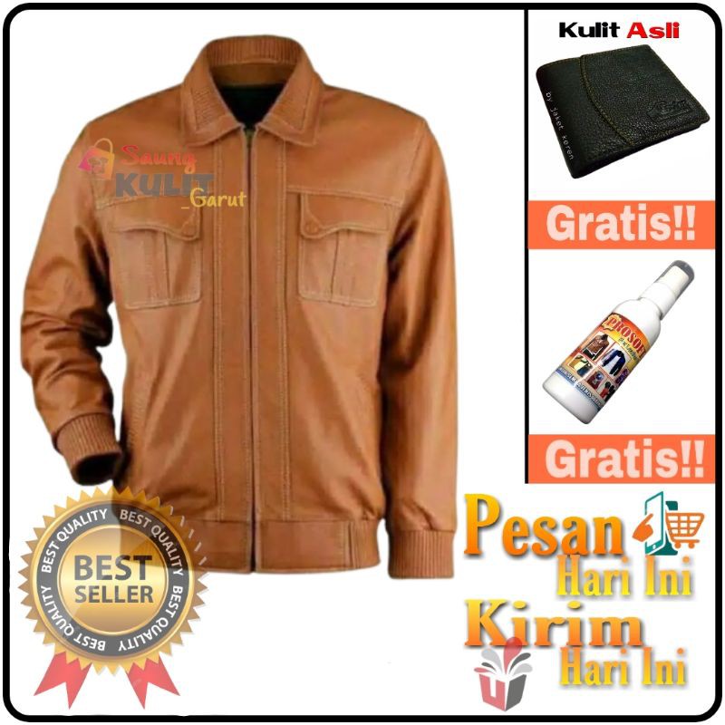 JAKET KULIT ASLI SAPI/MODEL KAMSAY KERAH KEMEJA/JAKET KEREN/JAKET ORIGINAL/GARANSI UANG KEMBALI/ORI