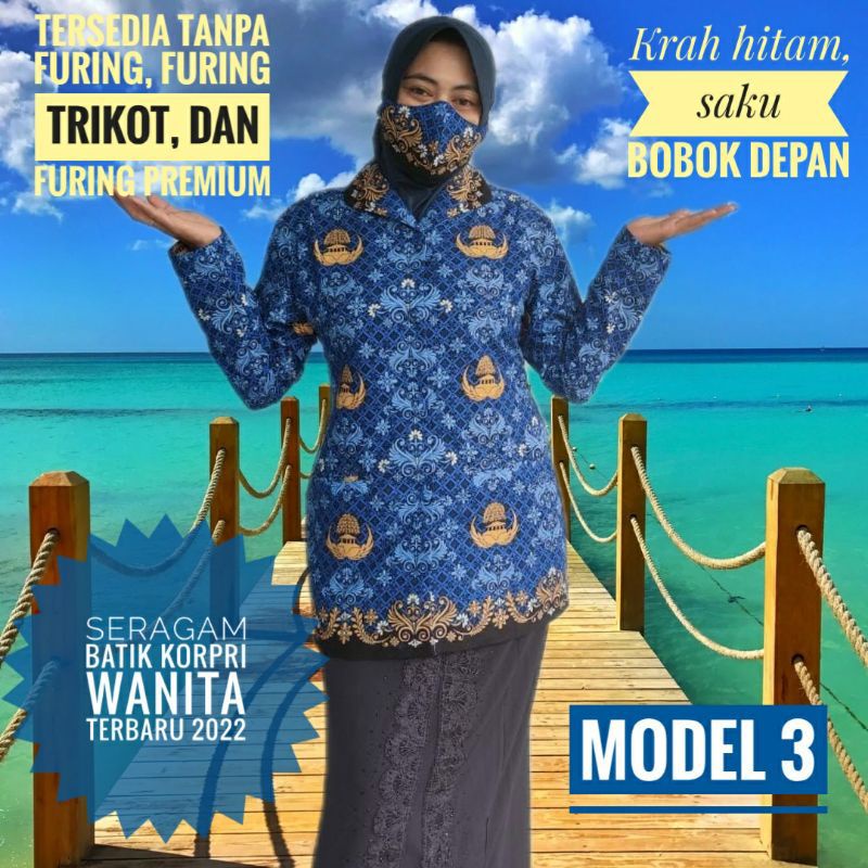 Baju Batik KORPRI Terbaru Katun Sekar Begawan Wanita dan Pria Model 3