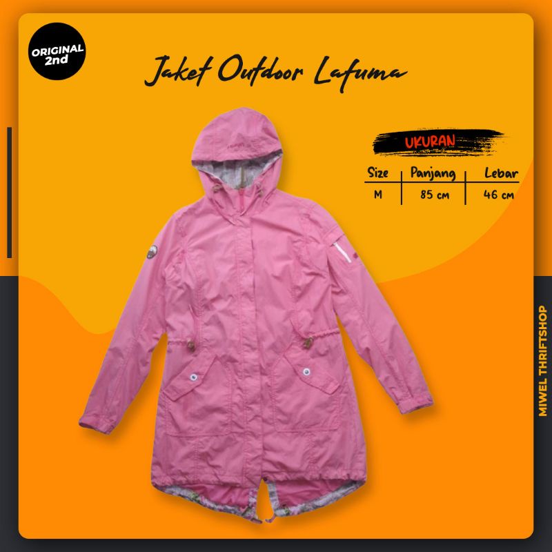 jaket gunung lafuma wanita warna pink motif bunga/thrift jaket gunung wanita